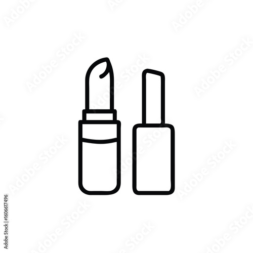 Lipstick Outline in Open and Closed Positions Vector Illustration for Beauty and Cosmetics
