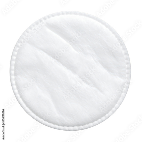 Close-up of a white disposable cotton pad with padded texture and softly rounded edges used for cleansing or skincare routines and cosmetic applications