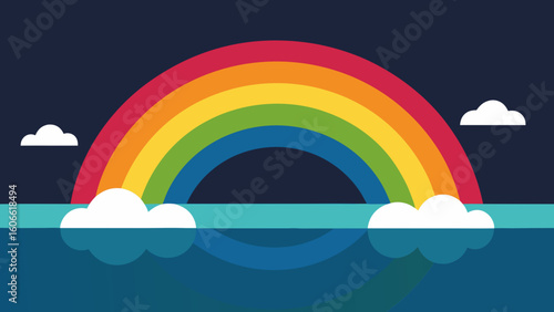 Beautiful Scene of a Rainbow Arching Across a Vibrant Sky Landscape