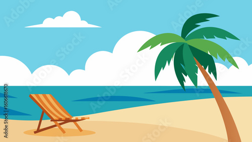 Clean vector art illustration depicting a serene landscape a beautiful depiction