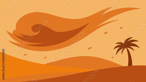 Dynamic illustration of a sandstorm sweeping across the desert a powerful scene