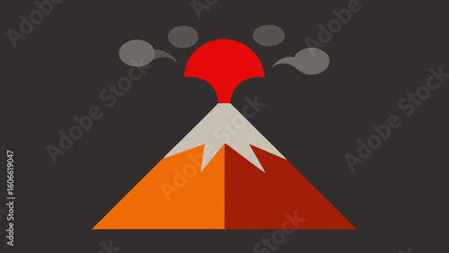 Minimalist representation of a volcanic eruption a powerful artistic design