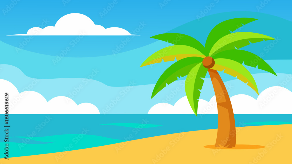 Obraz premium Inviting Beach Background Illustration Rendered in Vibrant 2D Cartoon