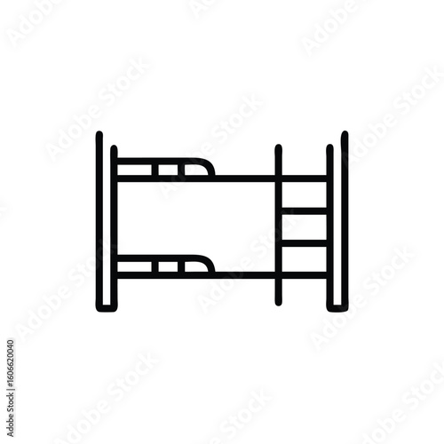 Minimalist Outline Illustration of a Bunk Bed with Ladder for Banner Design