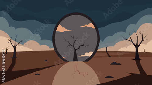 Surreal Landscape Where the Ground is a Giant Cracked Earth Surface
