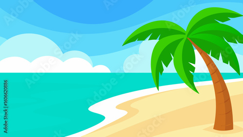 Vibrant 2D Cartoon Art Illustration of an Idyllic Countryside Scene