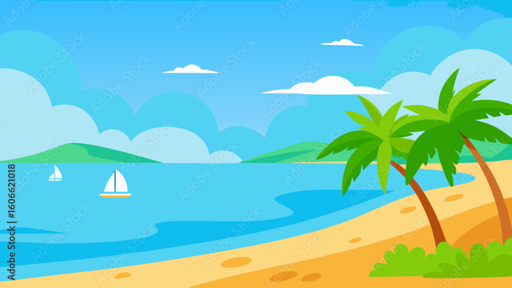 Obraz premium Vibrant 2D Cartoon Background Scene Illustration with Lively Details