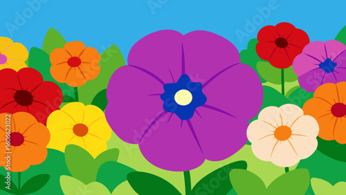 Discover a charming field of petunias their colorful flowers a staple of summer