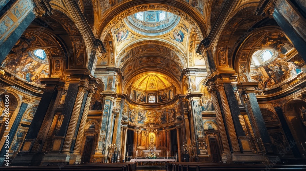 Fototapeta premium Grand church interior, ornate details