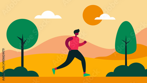Person Jogging in a Park at Sunrise for Fitness and Wellness