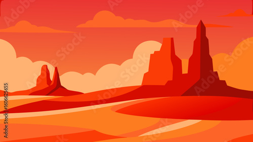 Witness a sweeping desert landscape under the intense midday sun