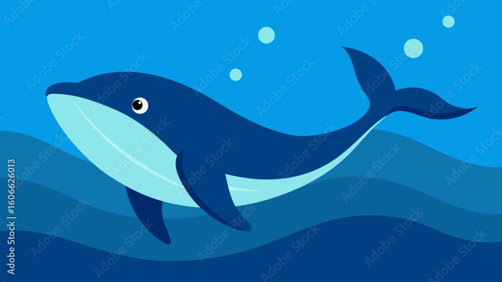 Fototapeta premium Majestic Whale Swimming Gracefully in the Vast Blue Ocean Depths