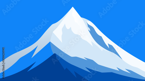 Majestic Snowy Mountain Peak Clear Blue Sky Winter Landscape