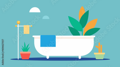 Luxurious Bathroom Freestanding Bathtub Plants Serene Spa Decor