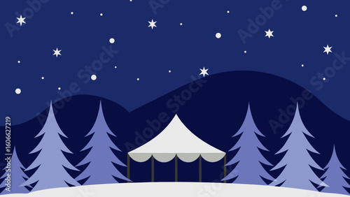 Celestial Canopy Of Stars Silent Snow Covered Forest Magical Night