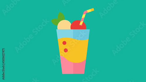Refreshing Colorful Fruit Smoothie In Glass Healthy Drink Delight