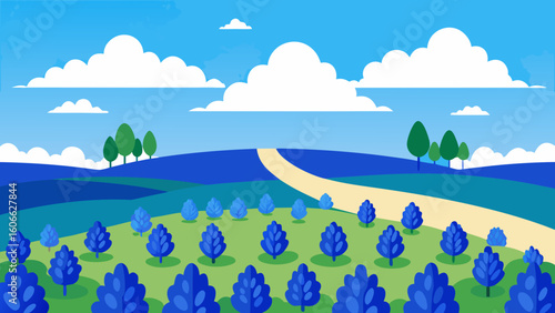 Vibrant Field Bluebonnets Under Texan Sky Natural Flower Landscape