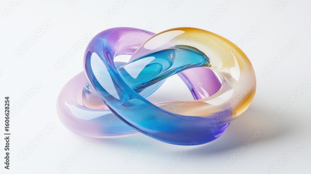 Intertwined translucent rings in vibrant colors Intertwined translucent rings in vibrant colors