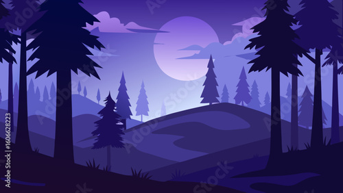 Peaceful Forest Clearing Dusk Majestic Pine Trees Serene Wilderness Vista