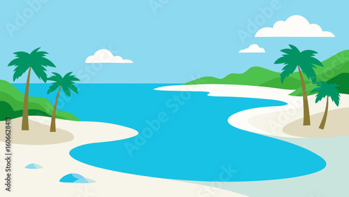 Discover a serene secluded lagoon with crystal clear blue water