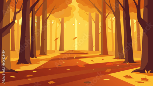 Discover a serene sunlit clearing in a beech forest the floor covered