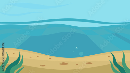 Dive into a serene sunlit underwater scene in a clear shallow sea