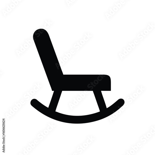 Rocking Chair Silhouette Vector Illustration with Arched Base Design Element