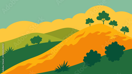Discover a sun drenched chaparral hillside in California with green plants