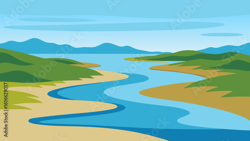 Explore a tranquil estuary where a freshwater river meets the sea