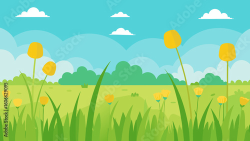 Wander through a tranquil meadow in early summer filled with tall grass