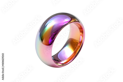 Unique colorful ring display studio jewelry modern design. Isolated on transparent background, png.