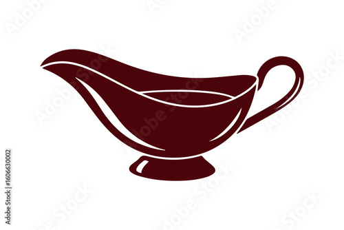 Maroon Gravy Boat Illustration on White Background