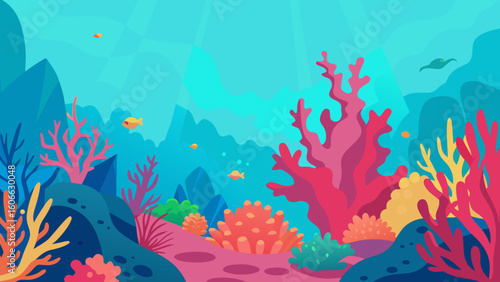 Explore a vibrant coral reef teeming with intricate structures and life