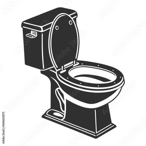 Monochrome silhouette  Toilet Illustration - A Classic Bathroom Fixture Graphic Art Depicting Plumbing and Sanitation in Home Design and Hygiene