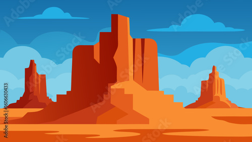 Explore the stunning eroded sandstone buttes and mesas forming a desert landscape