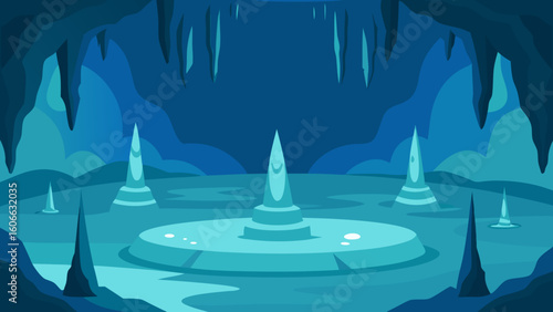 Explore a Cavernous Underground Chamber Filled with Stalactites and Formations