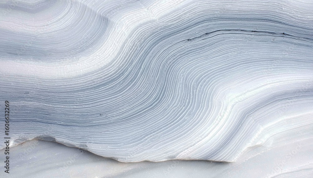 Obraz premium Abstract layered pale blue and white marble texture with wave patterns and subtle grain details