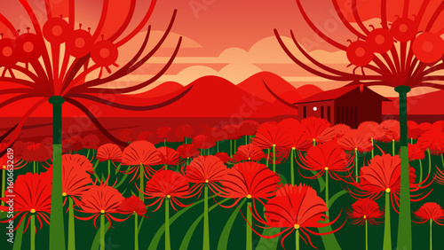 Admire a Field of Brilliant Red Spider Lilies Higanbana in Japan