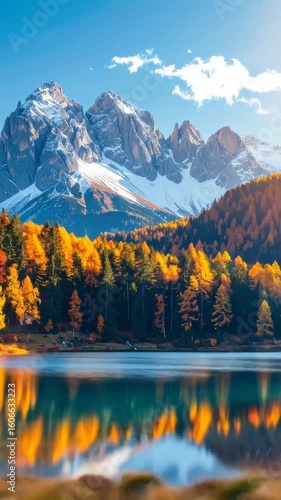 Autumnal lake mountain scenery