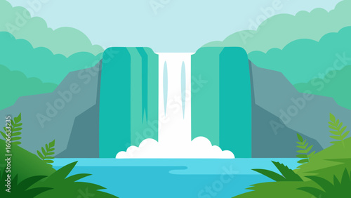 Witness a Majestic Waterfall Cascading Down a Sheer Rock Face