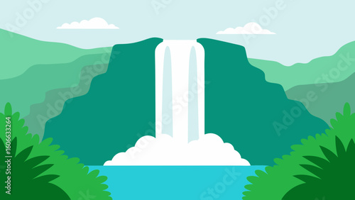 Witness a Majestic Waterfall Cascading Down a Sheer Rock Face