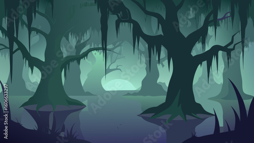 Explore a Mystical Fog Shrouded Swamp with Ancient Cypress Trees