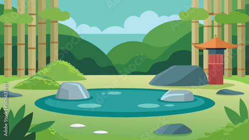 Unwind in a Peaceful Secluded Garden with a Tranquil Reflective Pond