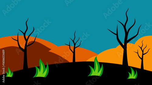 Observe a Prairie Landscape After a Recent Fire with Blackened Earth