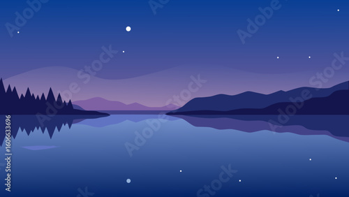 Admire a Placid Lake at Twilight with a Perfectly Still Reflective Surface