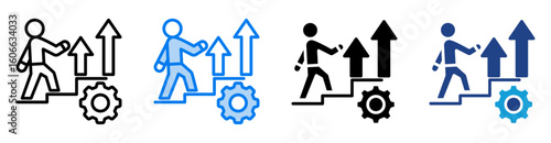 Personal growth icon set multiple style collection