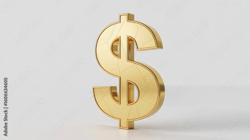 Fototapeta premium Golden Dollar Sign Symbol 3D Render of Luxurious Currency Icon
