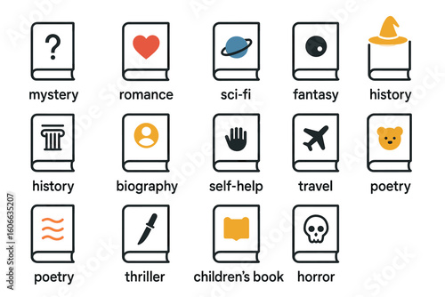 Icons representing various book genres