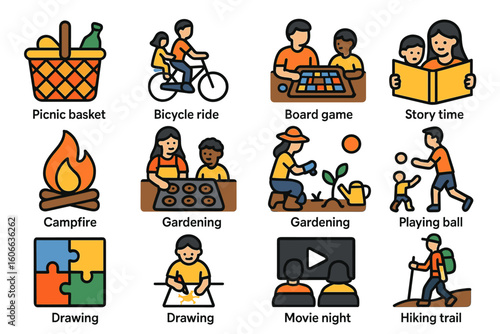 Outdoor activities and family fun including picnic, gardening, and hiking trail