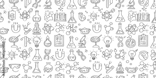 Wallpaper Mural Science Lab Equipment Seamless Pattern Chemistry, Biology, and Physics Vector Elements Torontodigital.ca